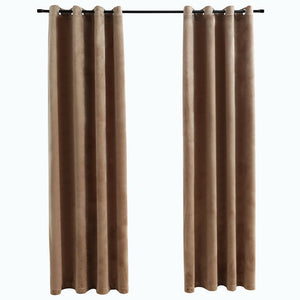 vidaXL Eyelet Blackout Curtains 2 pcs. Velvet Beige 140x175 cm