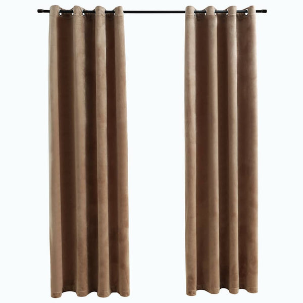 vidaXL Eyelet Blackout Curtains 2 pcs. Velvet Beige 140x175 cm