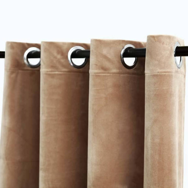 vidaXL Eyelet Blackout Curtains 2 pcs. Velvet Beige 140x175 cm