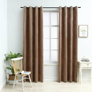 vidaXL Eyelet Blackout Curtains 2 pcs. Velvet Beige 140x175 cm
