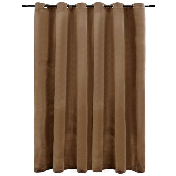 vidaXL Blackout Curtain with Metal Eyelets Velvet Beige 290 x 245 cm
