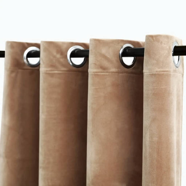 vidaXL Blackout Curtain with Metal Eyelets Velvet Beige 290 x 245 cm