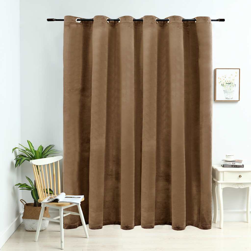 vidaXL Blackout Curtain with Metal Eyelets Velvet Beige 290 x 245 cm
