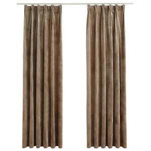 vidaXL Blackout Curtains with Hooks 2 pcs. Velvet Beige 140x225 cm