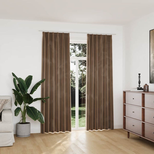 vidaXL Blackout Curtains with Hooks 2 pcs. Velvet Beige 140x225 cm
