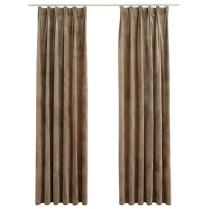 vidaXL Blackout Curtains with Hooks 2 pcs Velvet Beige 140x245 cm