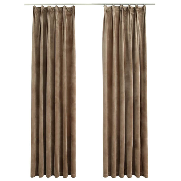 vidaXL Blackout Curtains with Hooks 2 pcs Velvet Beige 140x245 cm