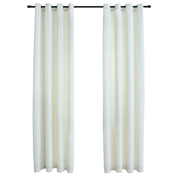vidaXL Eyelet Blackout Curtains 2 pcs. Velvet Cream 140x225 cm