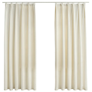 vidaXL Blackout Curtains with Hooks 2 pcs. Velvet Cream 140x175cm