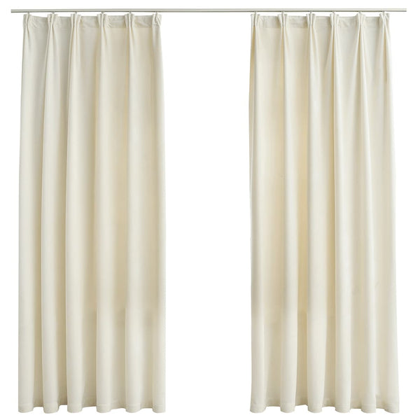 vidaXL Blackout Curtains with Hooks 2 pcs. Velvet Cream 140x175cm