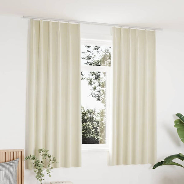 vidaXL Blackout Curtains with Hooks 2 pcs. Velvet Cream 140x175cm