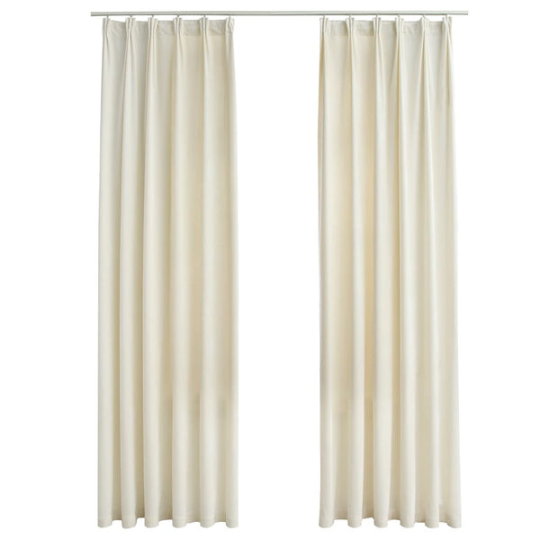 vidaXL Blackout Curtains with Hooks 2 pcs. Velvet Cream 140x245cm