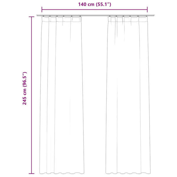 vidaXL Blackout Curtains with Hooks 2 pcs. Velvet Cream 140x245cm