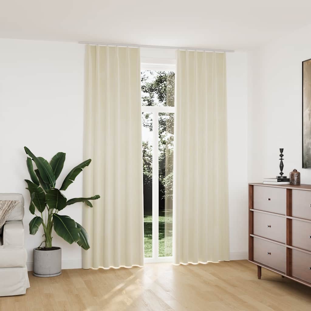 vidaXL Blackout Curtains with Hooks 2 pcs. Velvet Cream 140x245cm