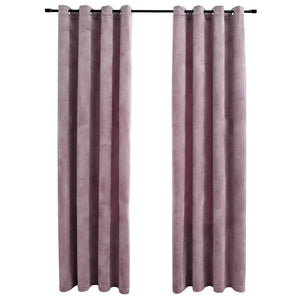 vidaXL Blackout Curtains with Eyelets 2 pcs. Velvet Antique Pink 140x175cm