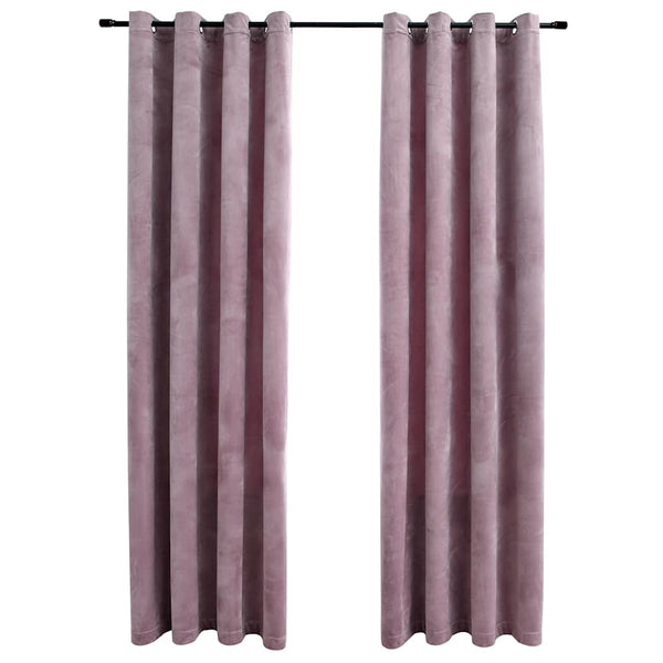 vidaXL Blackout Curtains with Eyelets 2 pcs. Velvet Antique Pink 140x175cm
