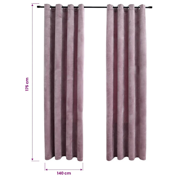 vidaXL Blackout Curtains with Eyelets 2 pcs. Velvet Antique Pink 140x175cm