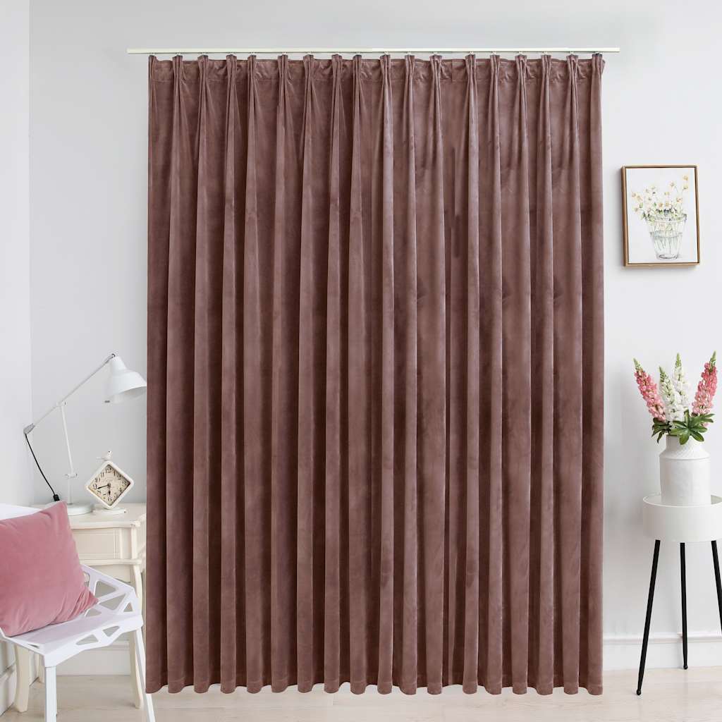 vidaXL Blackout Curtain with Hooks Velvet Antique Pink 290 x 245 cm
