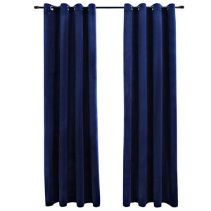 vidaXL Eyelet Blackout Curtains 2 pcs. Velvet Dark Blue 140x225cm