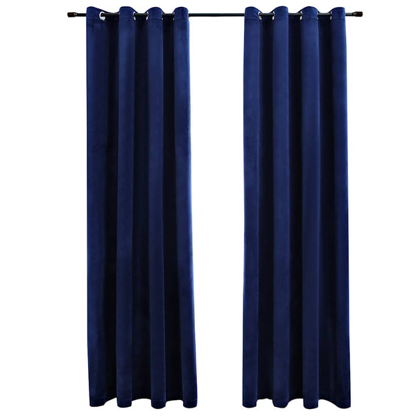 vidaXL Eyelet Blackout Curtains 2 pcs. Velvet Dark Blue 140x225cm
