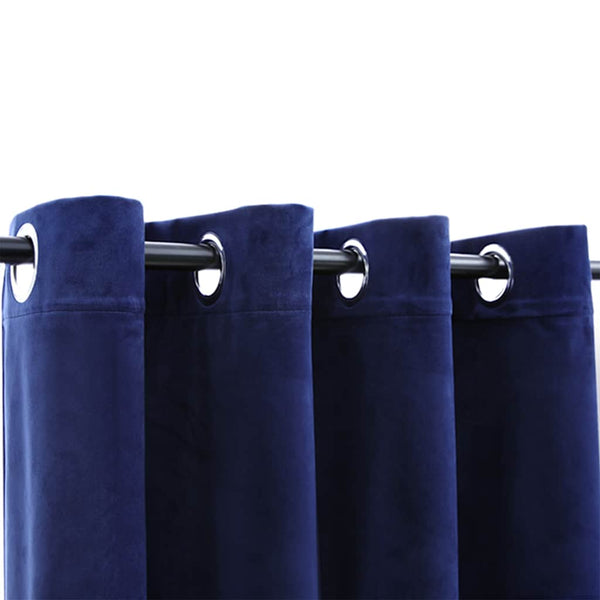 vidaXL Eyelet Blackout Curtains 2 pcs. Velvet Dark Blue 140x225cm