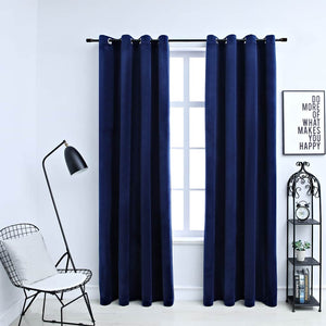 vidaXL Eyelet Blackout Curtains 2 pcs. Velvet Dark Blue 140x225cm