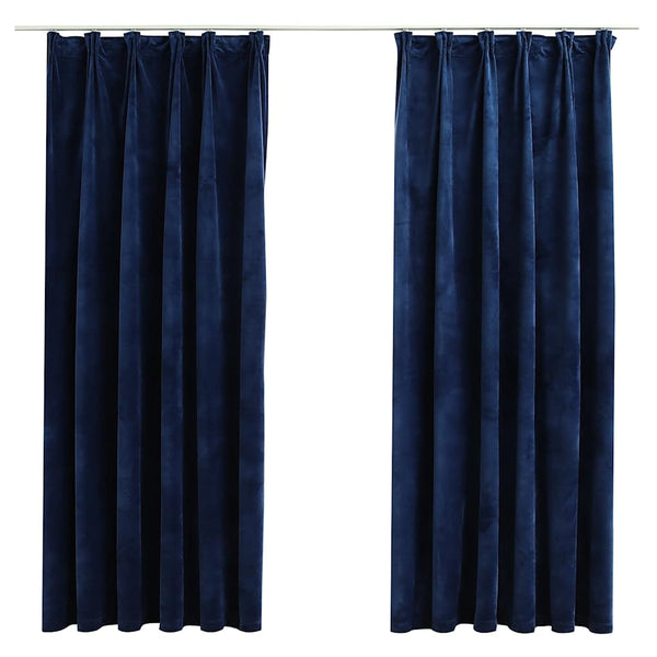 vidaXL Blackout Curtains Hooks 2 pcs. Velvet Dark Blue 140x175cm