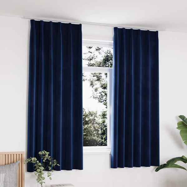 vidaXL Blackout Curtains Hooks 2 pcs. Velvet Dark Blue 140x175cm