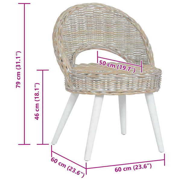 vidaXL Kubu Rattan Armchair White