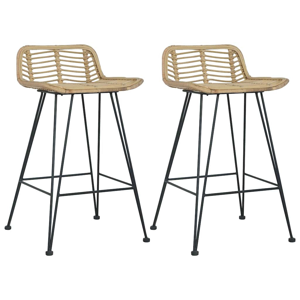 vidaXL Bar Stools 2 pcs Rattan Natural