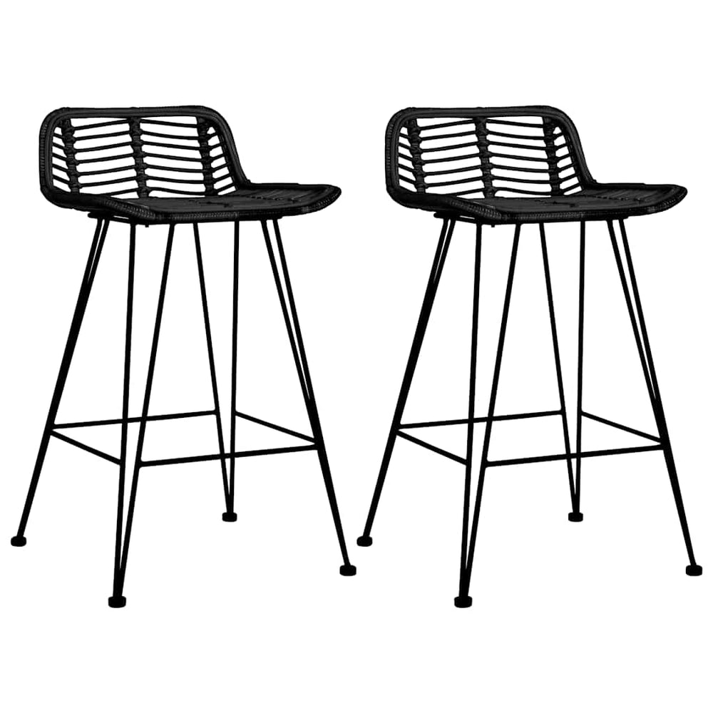 vidaXL Bar Stools 2 pcs Black Rattan
