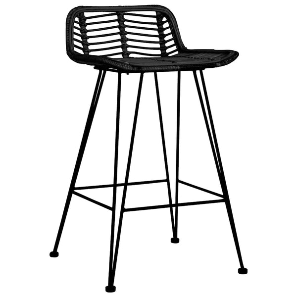 vidaXL Bar Stools 2 pcs Black Rattan