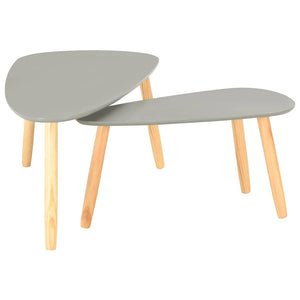 vidaXL Coffee Tables 2 pcs Grey Solid Pine Wood