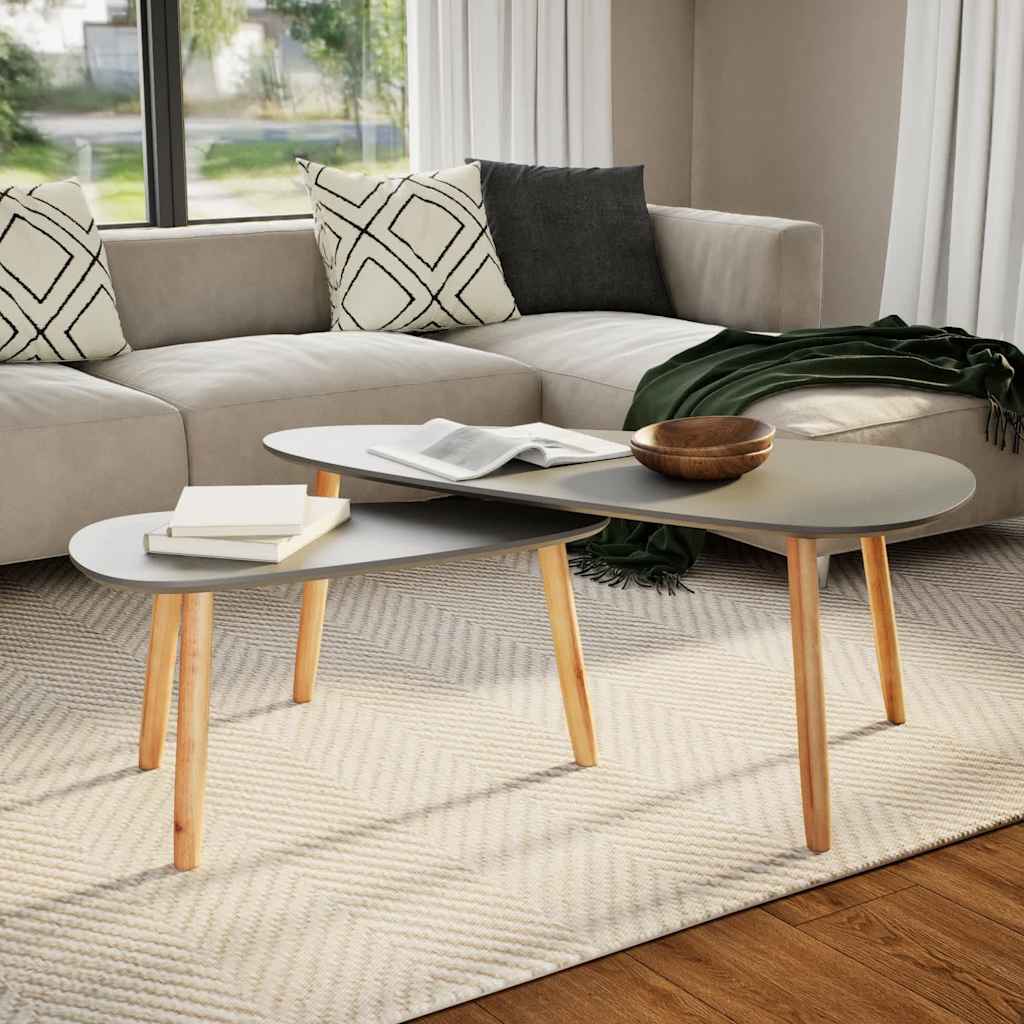 vidaXL Coffee Tables 2 pcs Grey Solid Pine Wood