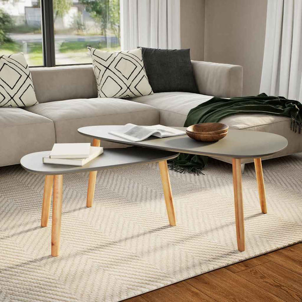 vidaXL Coffee Tables 2 pcs Grey Solid Pine Wood