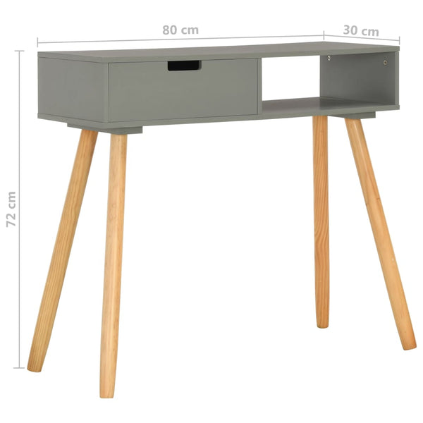 vidaXL Console Table Grey 80x30x72 cm Solid Pine Wood