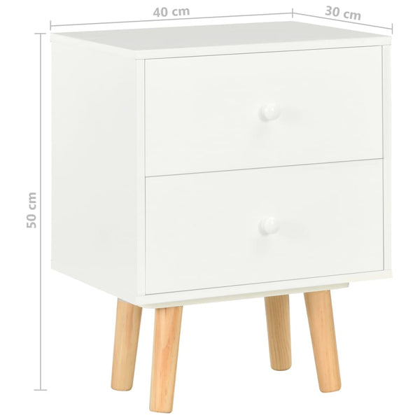 vidaXL Nightstands 2 pcs. White 40 x 30 x 50 cm Solid Pine Wood