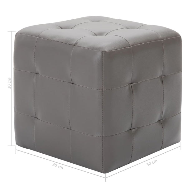 vidaXL Poufs 2 pcs. Grey 30x30x30 cm Faux Leather