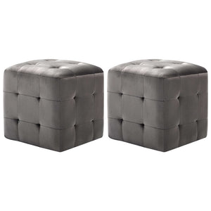 vidaXL Ottoman 2 pcs. Grey 30x30x30 cm Velvet