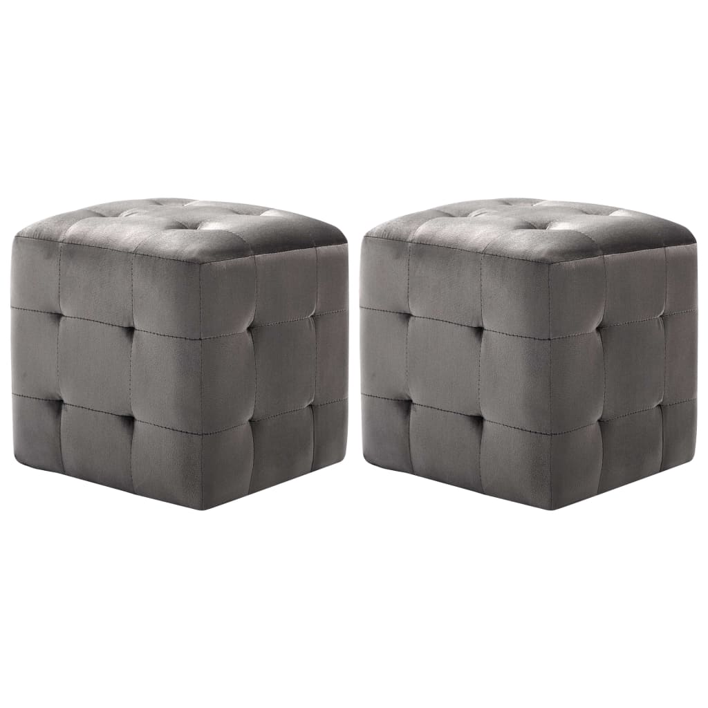 vidaXL Ottoman 2 pcs. Grey 30x30x30 cm Velvet