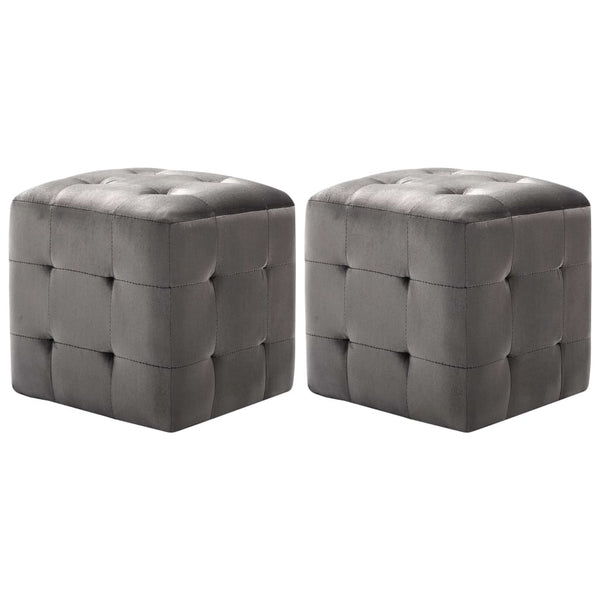 vidaXL Ottoman 2 pcs. Grey 30x30x30 cm Velvet