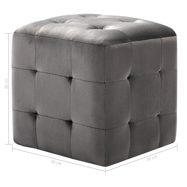 vidaXL Ottoman 2 pcs. Grey 30x30x30 cm Velvet