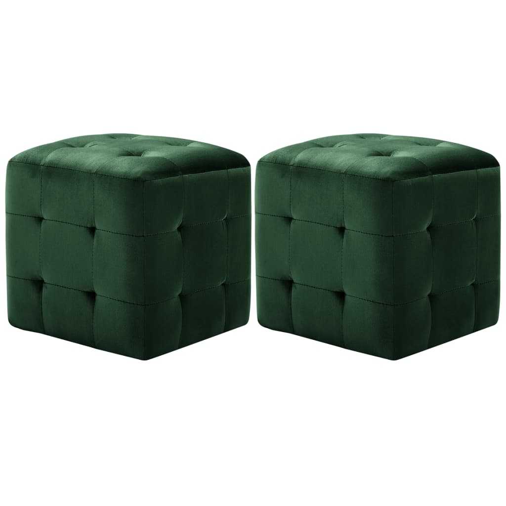 vidaXL Pouf 2 pcs Green 30x30x30 cm Velvet Fabric