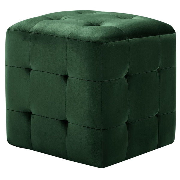 vidaXL Pouf 2 pcs Green 30x30x30 cm Velvet Fabric