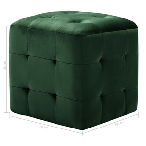 vidaXL Pouf 2 pcs Green 30x30x30 cm Velvet Fabric