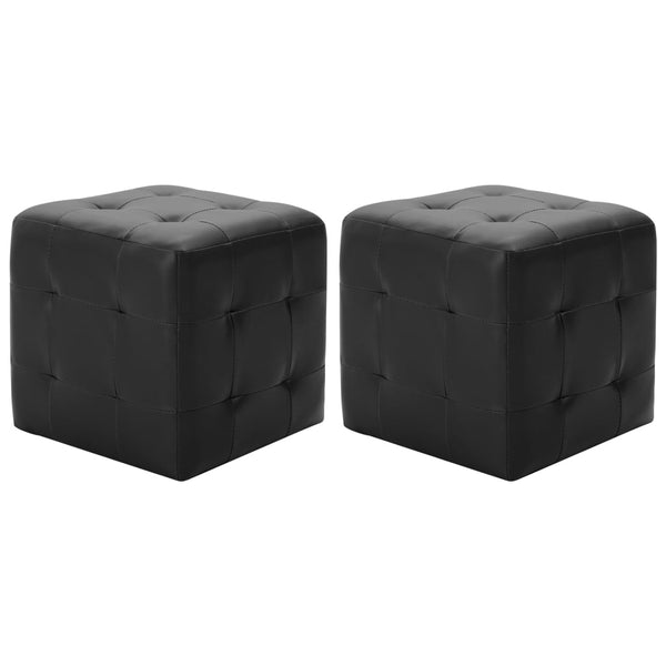 vidaXL Pouf 2 pcs. Black 30x30x30 cm Faux Leather