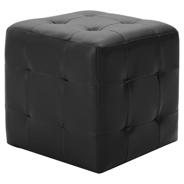 vidaXL Pouf 2 pcs. Black 30x30x30 cm Faux Leather