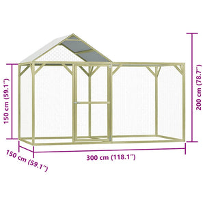 vidaXL Chicken Coop 3x1.5x2 m Impregnated Pinewood