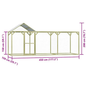 vidaXL Chicken Coop 4.5x1.5x2 m Impregnated Pinewood
