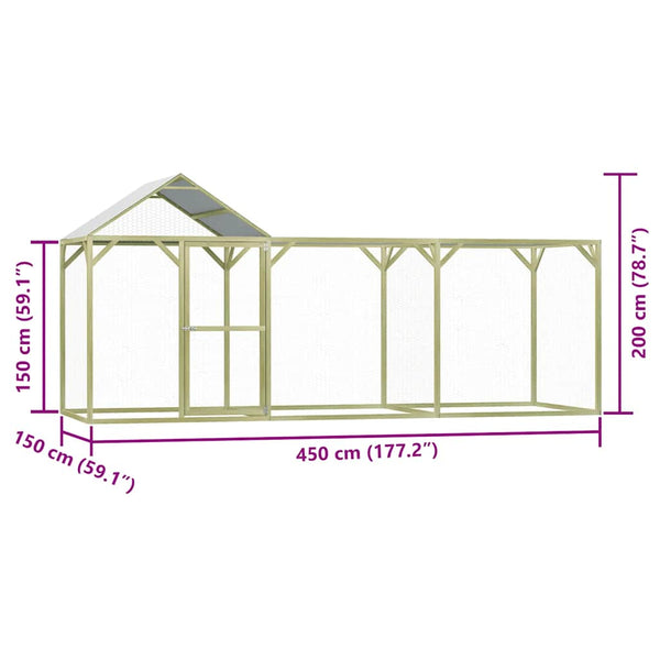 vidaXL Chicken Coop 4.5x1.5x2 m Impregnated Pinewood